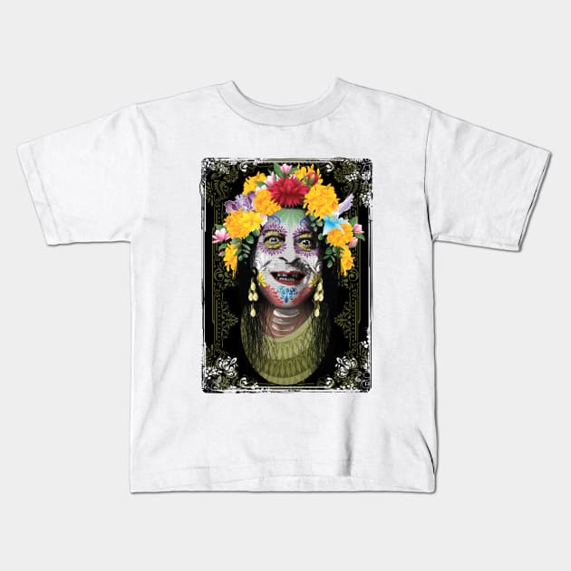 Lady dia de los muertos Kids T-Shirt by vjvgraphiks